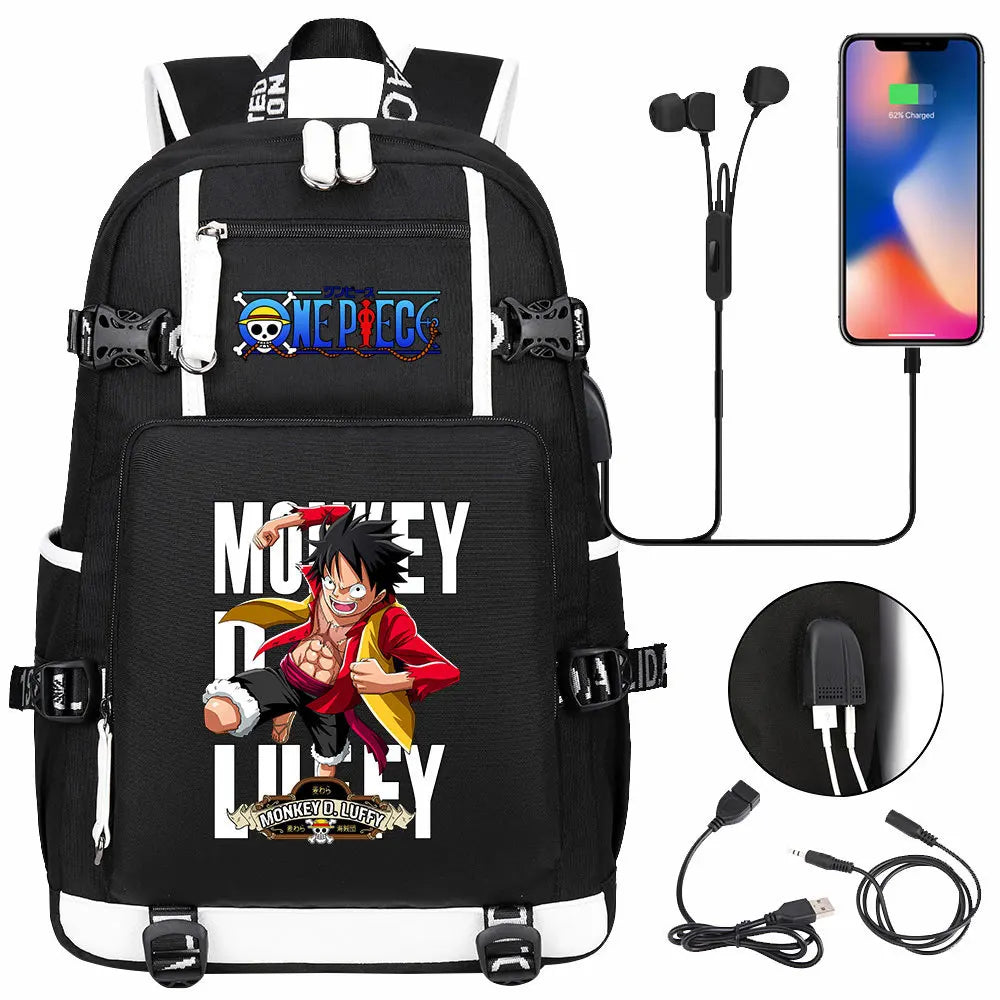 One Piece Anime Large Capacity Backpack with USB - Image 11
