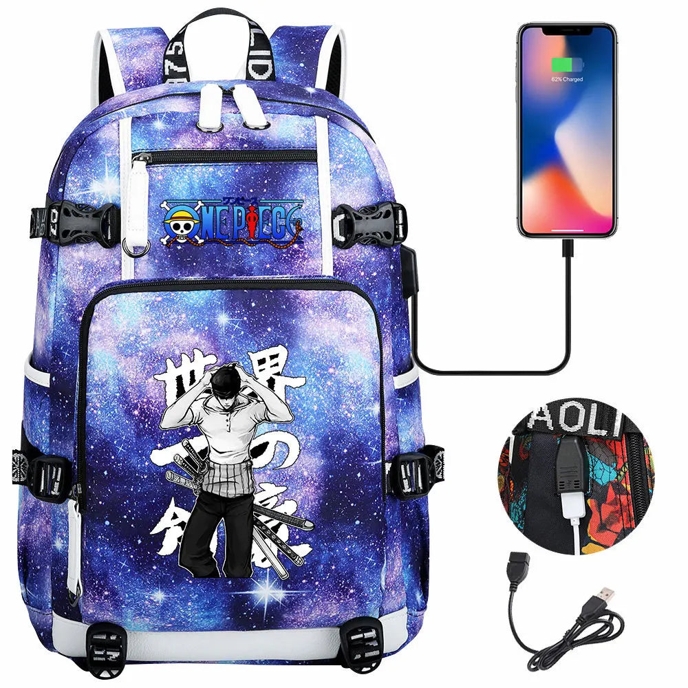 One Piece Anime Large Capacity Backpack with USB - Image 24