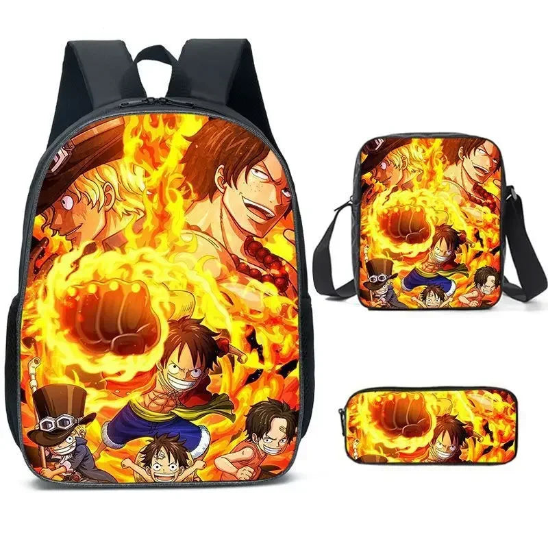 New 3PC-SET One Piece Luffy Schoolbag Backpack - Image 10