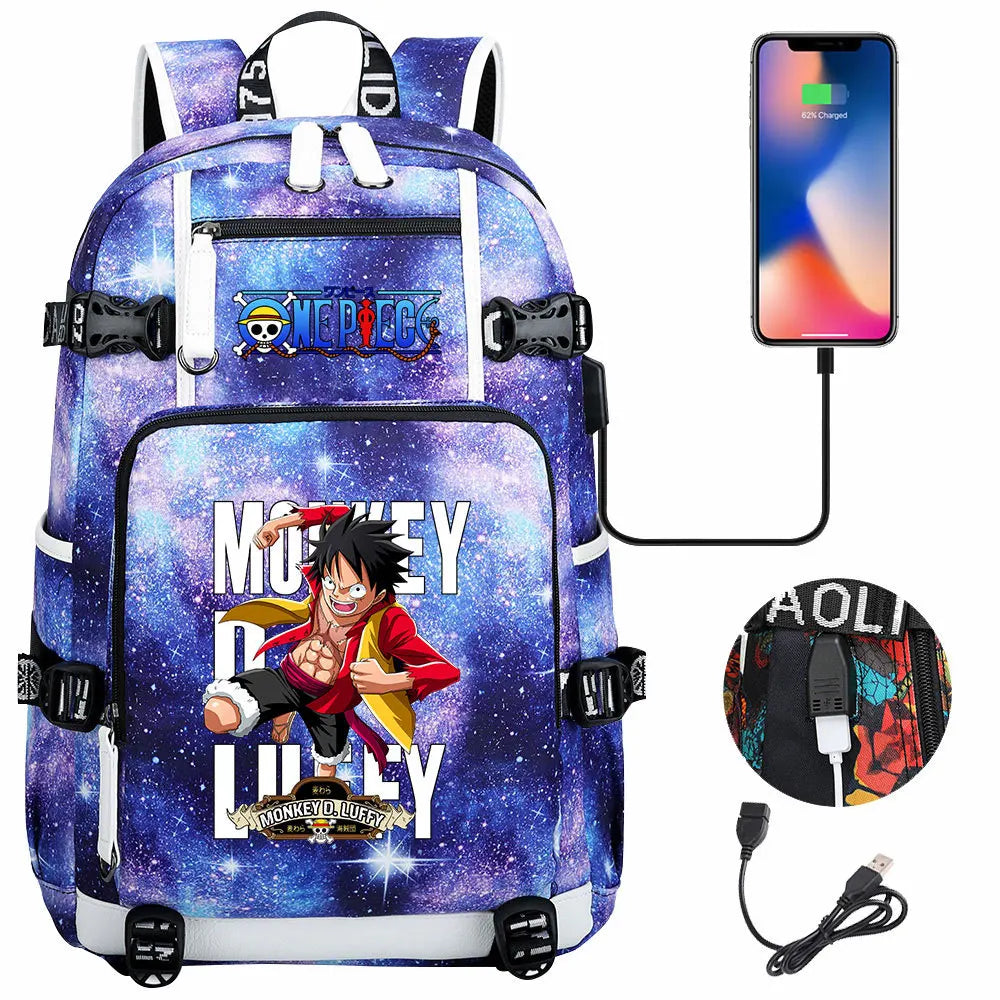One Piece Anime Large Capacity Backpack with USB - Image 17