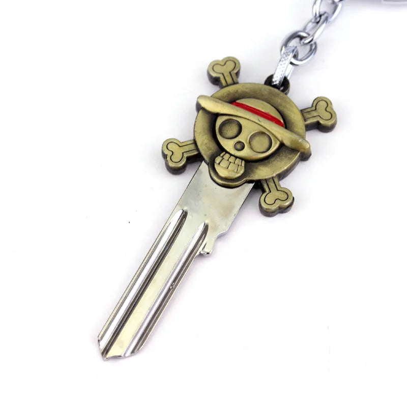 Anime One Piece Luffy Straw Hat Key-Shaped Keychain - Image 2