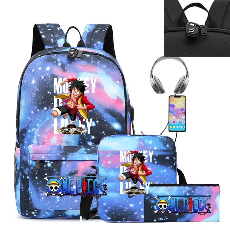 New Cartoon Japanese Manga One Piece USB Backpack - Image 8