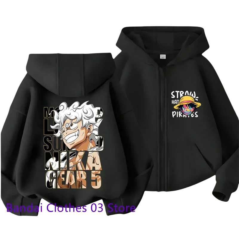 Anime New One Piece Kids Zipper Hoodie – Cartoon Luffy Print Autumn/Winter Sweatshirt - Image 7