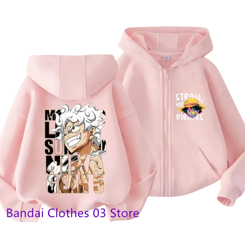 Anime New One Piece Kids Zipper Hoodie – Cartoon Luffy Print Autumn/Winter Sweatshirt - Image 6