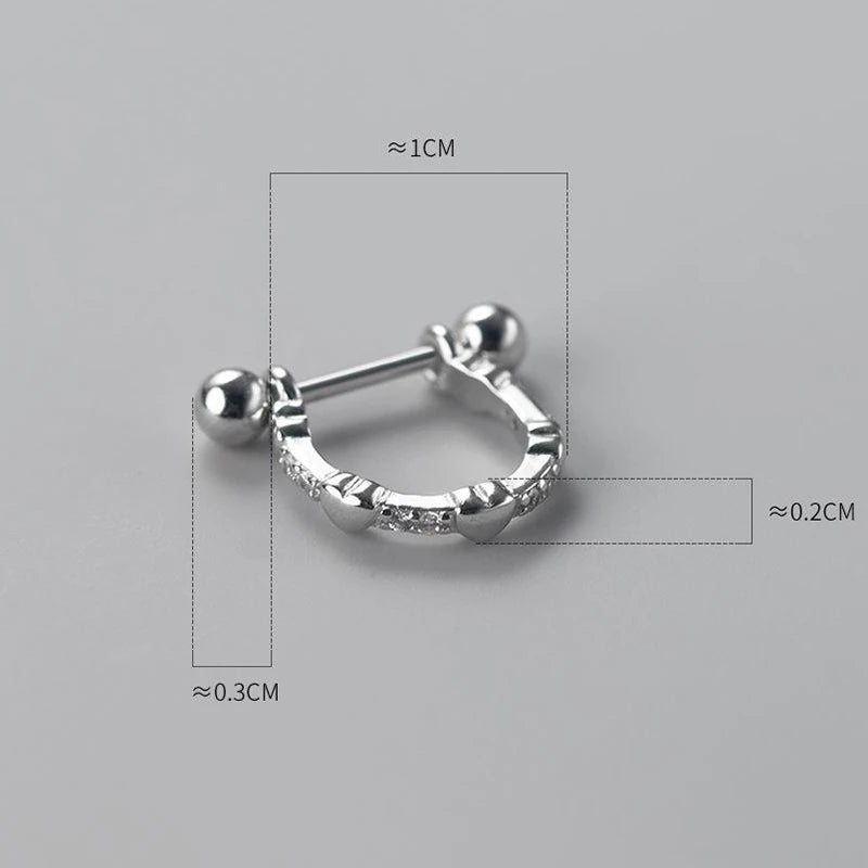 ANENJERY One Piece Skeleton Star Heart Double Layer Hoop Earrings - Image 6