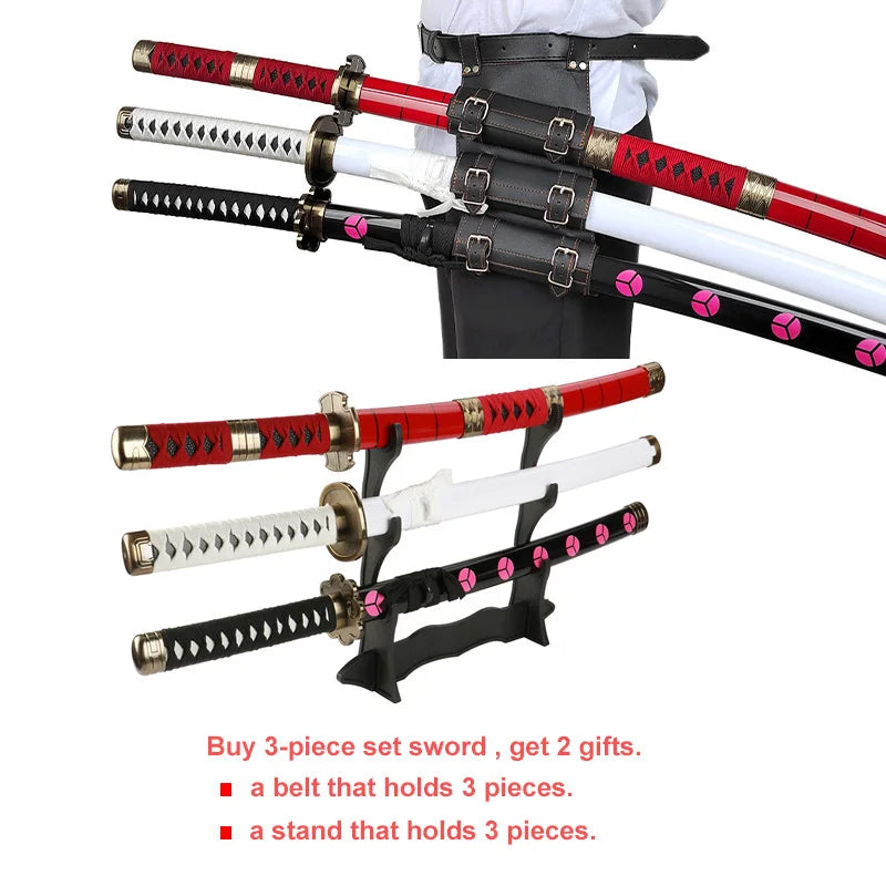 104cm Roronoa Zoro Katana – Japanese Anime Cosplay Weapon Prop with Bamboo Blade, Belt & Sword Holder - Image 4