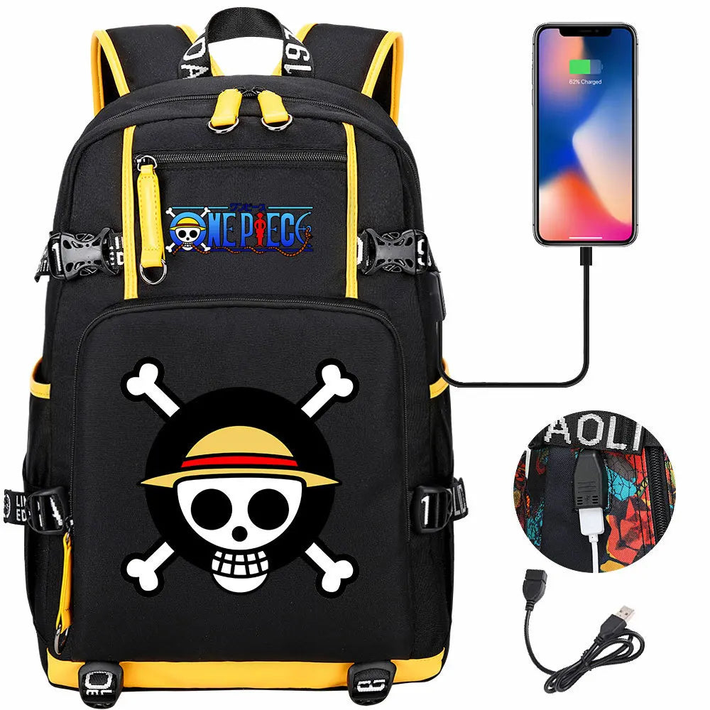 One Piece Anime Large Capacity Backpack with USB - Image 28