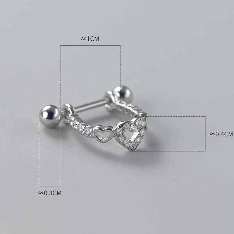 ANENJERY One Piece Skeleton Star Heart Double Layer Hoop Earrings - Image 7